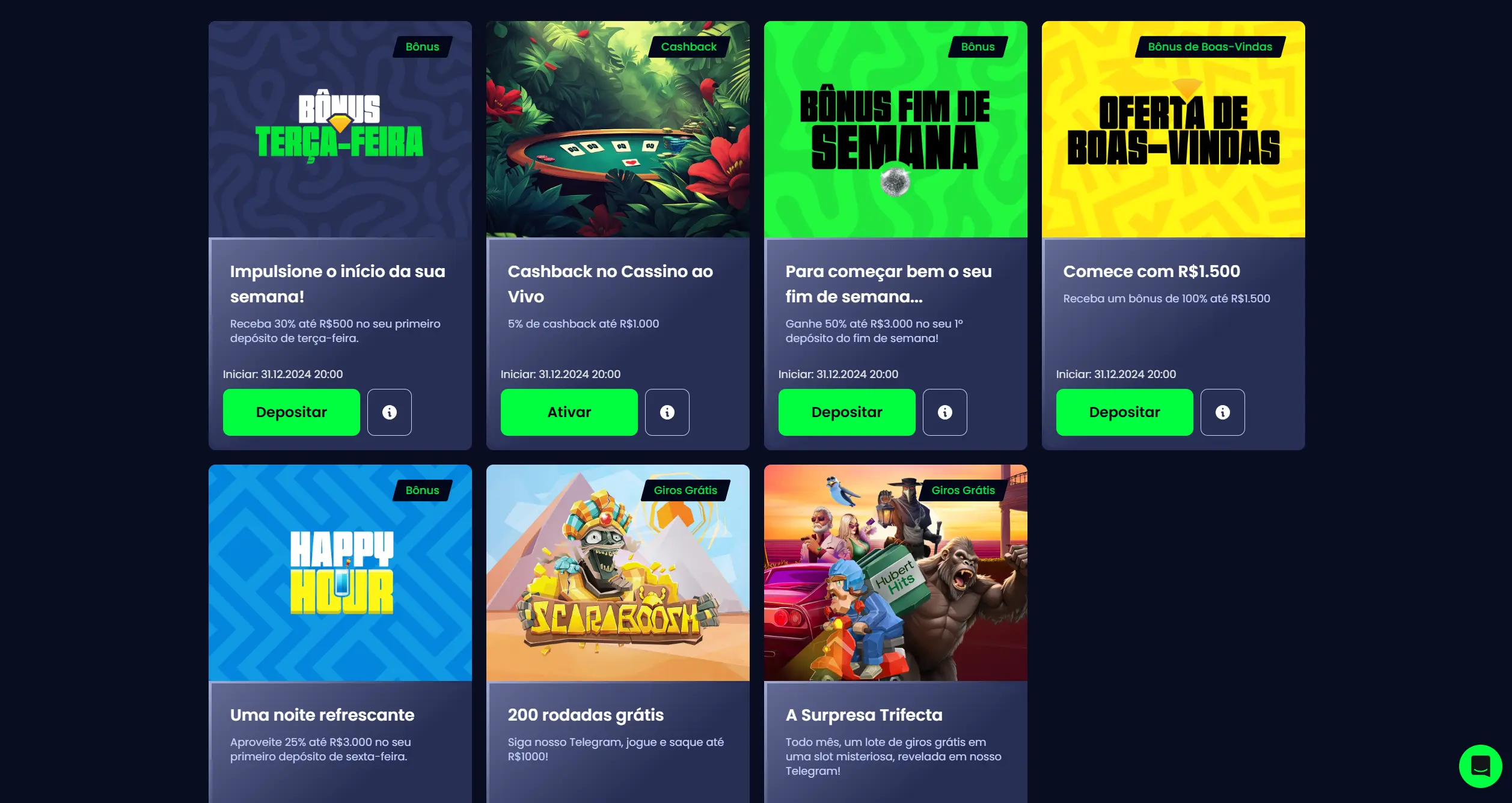 Página de promoções do PampaGo Cassino exibindo diversas ofertas e bônus de cassino.